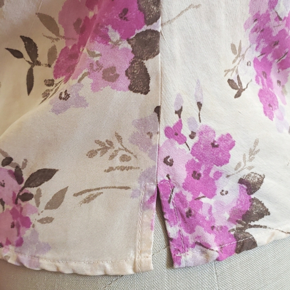 LOFT Ann Taylor 100% Silk Floral Halter Top Cream Pink Purple Lilac • SIZE SMALL - Picture 7 of 8